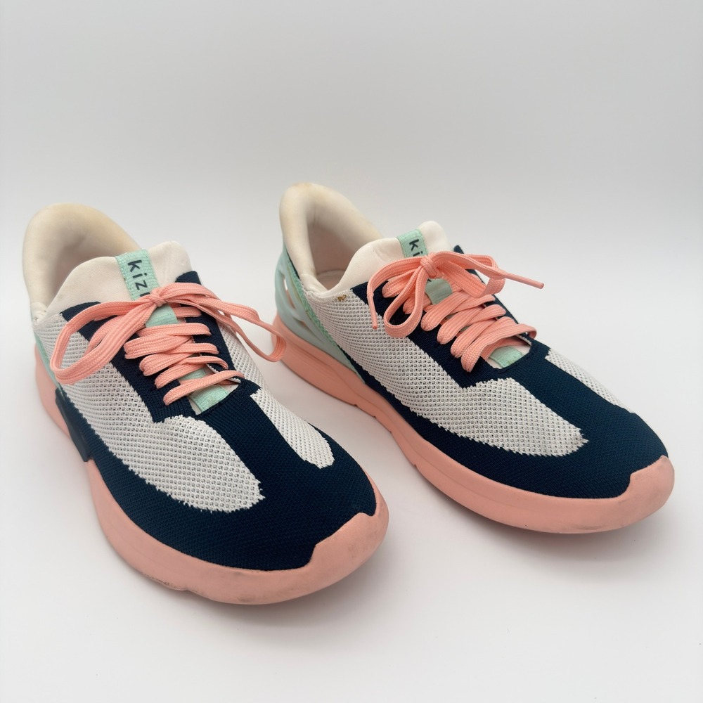 Kizik Athens Slip On Sneakers Mens 7.5 Womens 9 Navy White Pink Hands Free